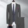 Hoge kwaliteit (blazer + broek) Heren Britse stijl Eenvoudig casual Zakelijk Mode Elegant Bruiloft Beste man Herenpak 2-delig Q230828