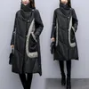 Trenchs pour femmes Vêtements d'hiver originaux Veste rembourrée ample et fine au-dessus du genou Noir Grande taille Manteau épaissi