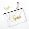 Midjeväskor Team Bride Makeup Bag Bachelorette Party Cosmetic Bridesmaid toalettartiklar Organiser Kvinnlig lagring Make Up Case Wedding Presents 230826