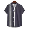 Men's Casual Shirts Summer Mens Ethnic Style Fashion Button Up Short Sleeve Shirt Trendyol Men Vintage Hawaii Blouses Ropa Hombre