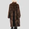 Womens Fur Faux Long Mink Coat 100% äkta varm och fashionabla för Winter European Street Style 230828