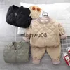 Set di abbigliamento Autunno Inverno Set di vestiti per neonati per bambini Pantaloni da cappotto con cerniera imbottiti in cotone per bambini 2 pezzi Abiti 1 2 3 4 anni Tute per bambini x0828