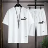 Erkeklerin eşofmanları, iki parçalı keten kumaş gündelik tişört şort takım elbise 2023 yaz spor moda kısa kol