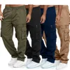 Men's Pants Men's Cargo Trousers Elastic Waist Elastic Multi-pocket Loose Combat Work Pants Outdoor Fitness Sports Casual Pants S-4XL 230828