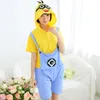 Indumenti da notte da donna Pigiama giallo per adulti in cotone Pigiama animale estivo Kit Donna Anime Cartoon Tutina Pigiama con cappuccio Homewear