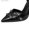 Dress Shoes 2023 Women's Handmade Leather Sandals Hollow High Heel Shoes with Decoration for Wedding Party Prom Shoes for Women T230828