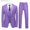 M-6XL Double Vent Mens Suit (Blazer+Vest+Pants) Solid Color Formal Office Business Suit Three-Piece Groom's Wedding Dress Party Q230828