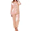 Женская одежда для сна атласная шелковая пижама для женщин Летняя пижама домашняя одежда ночная одежда пижама с длинными рукавами плюс 230828