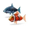 Electric/RC Animals Inflatable Remote Control Shark Toys Air Swimming RC Animal Radio Fly Balloons Clown Fish Animals Novel Toy For Children Boys x0828