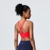 Yoga roupa feminina sutiã esportivo tanque superior colarinho meio zíper cintas segmentadas cruz fitness lingerie feminina com almofada no peito ginásio roupas esportivas