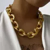 Acedre Chunky Choker Necklace Gold Cuban Link Chain Double O Link Necklaces Punk Hip-hop Jewelry for Women and Girls