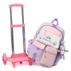 Plecaki Śliczne dziewczęta Wheel School Torby Dzieci Szkoła podstawowa Trolley Trolley Plecak Torka dla dzieci torba Princess School bag Mochila Infantil 230826