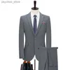 Nytt högkvalitativt modeföretag Män dubbelbröst (kostym + byxor) Koreansk version SLIM SLIT LITA SUTVITTSKRÅD 2 SETS Q230828