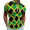 Herren Polos Jamaikanische Flagge Poloshirt Love Jamaica Casual Date Vintage Herren Kurzarm T-Shirts mit Umlegekragen Bedruckt