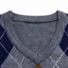 New Fashion Brand Sweater Mens Pullover V Neck Slim Fit Jumpers Knitting Patterns Autumn Vest Sleeveless Casual Clothing Men HKD230828