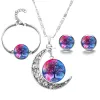 Серьги ожерелья устанавливают женские ювелирные изделия красивые маковые рисунки браслет -коробки, мода, серебряный цвет подарок для LL
