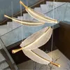 Lustres moderne escalier lustre LED El salon restaurant feuille art designer suspension lampe décoration créative longue
