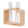 Vases 2/3 Hydroponic Plant Vase Flower Pot Test Tube Wooden Frame 10.8x4x9CM