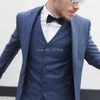 Men s Suits Blazers Chic Navy Blue Wedding Groom Tuxedos for Prom Party Man Suit Notched Lapel 3 Piece Jacket Pants Vest Tailored Made Male Clothes 230828