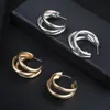 Fashion Korean Metal Elegant Hoop Earring Woman New Vintage Gold Color Geometric Statement Earrings Jewelry Brincos Gift Wholesale YME041