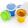 Gobelets pliables en silicone, tasse d'eau de voyage extensible, tasses de camping pliantes portables et réutilisables avec couvercles pour la randonnée en plein air