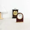 Table Clocks Vintage Solid Wood Baking Varnish Desk Clock Chinese Style Simple Decoration Silent Modern Creative