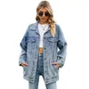 Giacche da donna Casual Jeans larghi oversize a maniche lunghe con bottoni Jean Cappotto Top con tasche sul petto Capispalla