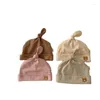 Berets Spring Autumn Crochet Baby Hat Infant Girls Boys Cap Beanie Solid Color Kids Knitted Warm Ear Protection Bonnet