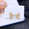 Ohrstecker Hohe Qualität Hirse Perlen Zirkon Kristall Schmetterling Für Frauen Gold Farbe Kupfer Schmuck