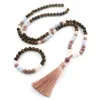 Pendanthalsband 8mm Tiger Eye Rhodochrosite Pink Quartzs Healing Nature Gemstones Pärlor MALA YOGA NECKLACE FÖR KVINNA SMEEXKE GIFT EDO2218