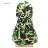 Berets Muslim Camouflage Print Durag Long Tail Do Rag Head Wrap Pirate Hat Chemo Caps Hair Band Bandanas 8Colors For Choose