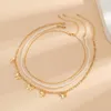 Anhänger Halsketten Boho Imitation Perle Perlen Halskette Damen Vintage Gold Farbe Metall Niedlich Schmetterling Schlüsselbein Modeschmuck