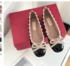 2023 Luxury Designer Ballet Flats Women's Formal Fashion Satin Bow Ankel Wrap Boat Shoes Wedding Party Casual Designer Dress Shoeswith Box 35-41