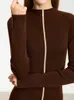 Casual Dresses AMII Minimalist French Slim Female 2023 Autumn Long Sleeve A-line Sweater Knitted Dress Women Vestidos 12343305