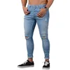 Мужские джинсы спортивные штаны Сексуальные дыры Мужские брюки повседневная осень -осень мужчины разорванные узкие брюки.