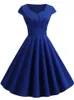 Vestidos casuais básicos rosa vestido de verão mulheres v pescoço grande balanço vestido vintage robe femme elegante retro pin up festa escritório midi vestidos 230828