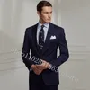 Мужские костюмы Blazers Navy Blue Formal Business Men Sulm Slim Fit.