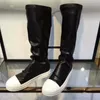 Women's Designer Long Boots Fashion Elastic Cowhide Thick Sole Martin Boots T-stage Show Party Outdoor Casual Shorts Slim Fit 35-40