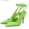 Baotou High Up Dress Summer Lace Rome Heel Fashion Silk Pointed Toe Party Sandals Woman Formal Shoes T T