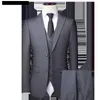 2023高品質のソリッドカラー（スーツ +ベスト +ズボン）男子ビジネスフォーマルスーツ3/2ビジネススーツ花roomとベストマンQ230828