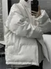 Damskie okopy płaszcze zimowy płaszcz mężczyzn amerykański liter retro haftowany bawełniany wyściełany kurtka stojak na kołnierz luźne gęste design nisza