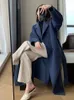 Womens Wool Blends Jmprs Winter Woolen Long Coat Casual Women Double Breasted Faux Jacket Fall Fashion Korean Ladies Black Clothes 230828