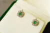 Stud Earrings Solid 18k Gold 0.32ct Nature Emerald Gemstones Studs For Women Fine Jewelry Birthday Presents