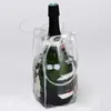 1pc Transparent Ice Bag Wine Beer Champagne Bucket Drink Bottle Cooler Chiller Foldable Carrier Clear PVC Ice Wine Bag HKD230828