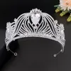 Hair Clips Bride Wedding Big Tiaras And Crowns Silver Color Metal Headbands Rhinestone Hairbands Women Girls Party Crown Princess Diadem