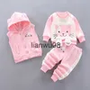 Conjuntos de roupas inverno bebê menino meninas roupas conjunto lounge manga longa urso gato roupas 1 2 3 4 anos colete calças com capuz criança crianças x0828