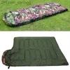 屋外スリーピングバッグプロフェッショナルエンベロープ寝袋折りたたみ可能なウォーターレジスタンス屋外キャンプ用のフード付き綿Q230828