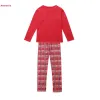 의상 2023 일치하는 가족 복장 크리스마스 잠옷 PJS 세트 어린이 성인 잠자기 나이트웨어 의류 가족 캐주얼 산타 옷 세트