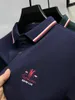Polos pour hommes Polo en coton à manches longues avec des couleurs contrastées broderie exquise T-shirt décontracté d'affaires