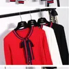 Femmes tricots t-shirts femmes noeud papillon couleur pure pull cardigan 230826